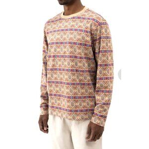Stussy Giza Long Sleeve Jacquard Knit Graphic LS Crewneck Khaki Sweater 2XL